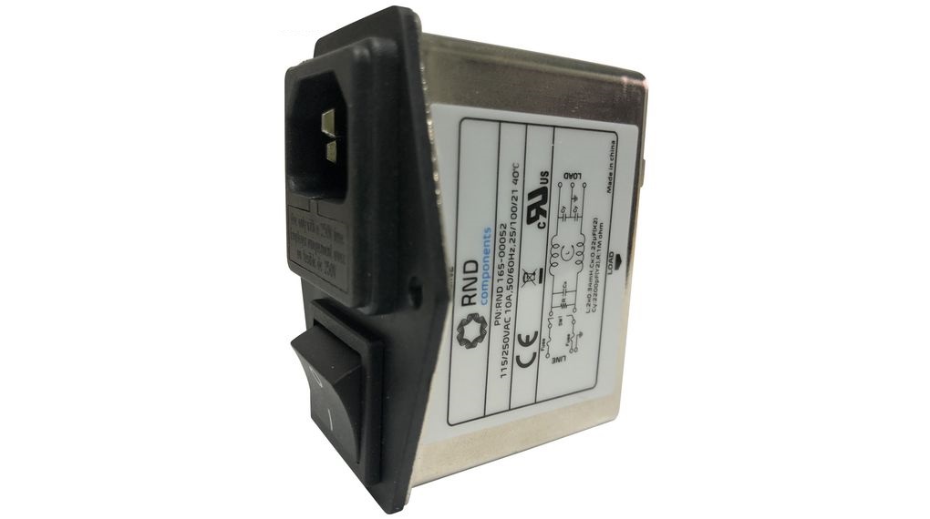 RND, RND 165 10A 250 V 50 Hz, 60 Hz, Chassis Mount EMI Filter, Tab, Single Phase