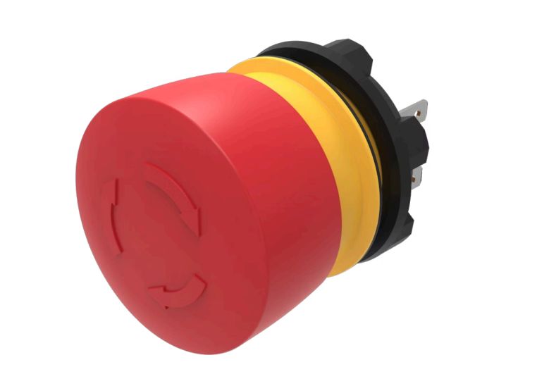 EAO 84-5520 Series Maintained Illuminated Emergency Stop Push Button, Panel Mount, 22.3mm Cutout, 1 NC, IP65, IP66, IP67
