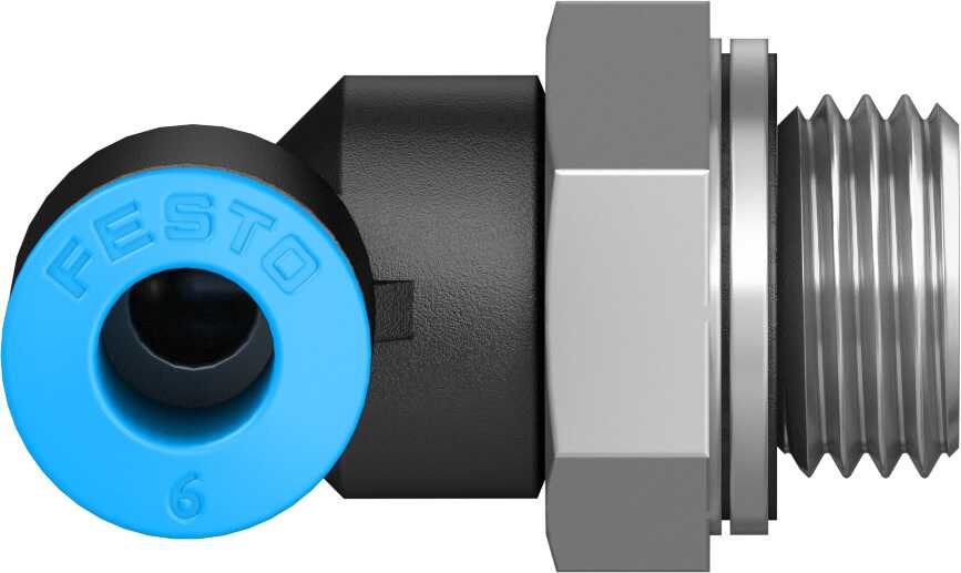 Festo QS Series Elbow Threaded Adaptor, G 1/4 Male to Push In 6 mm, Threaded-to-Tube Connection Style, 186118