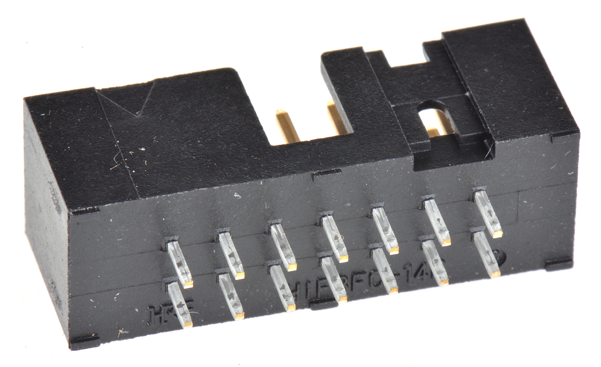 Hirose HIF3FC Series Straight Through Hole PCB Header, 14 Contact(s), 2.54 mm Pitch, 2 Row, Shrouded