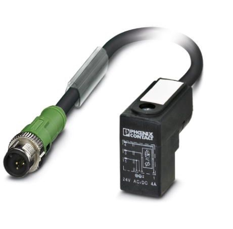 Phoenix Contact Male 3 way Plug M12 to Male Valve Connector Sensor Actuator Cable, 300 mm