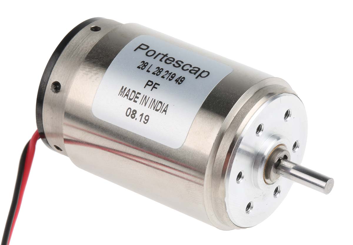 Portescap Brushed DC Motor, 11 W, 12 V dc, 19.9 mNm, 5300 rpm, 3mm Shaft Diameter