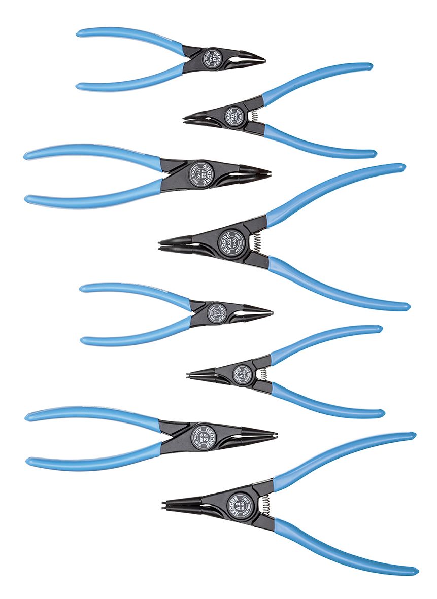 Gedore 8-Piece Circlip Plier Set, Angled, Straight Tip, 300 mm Overall