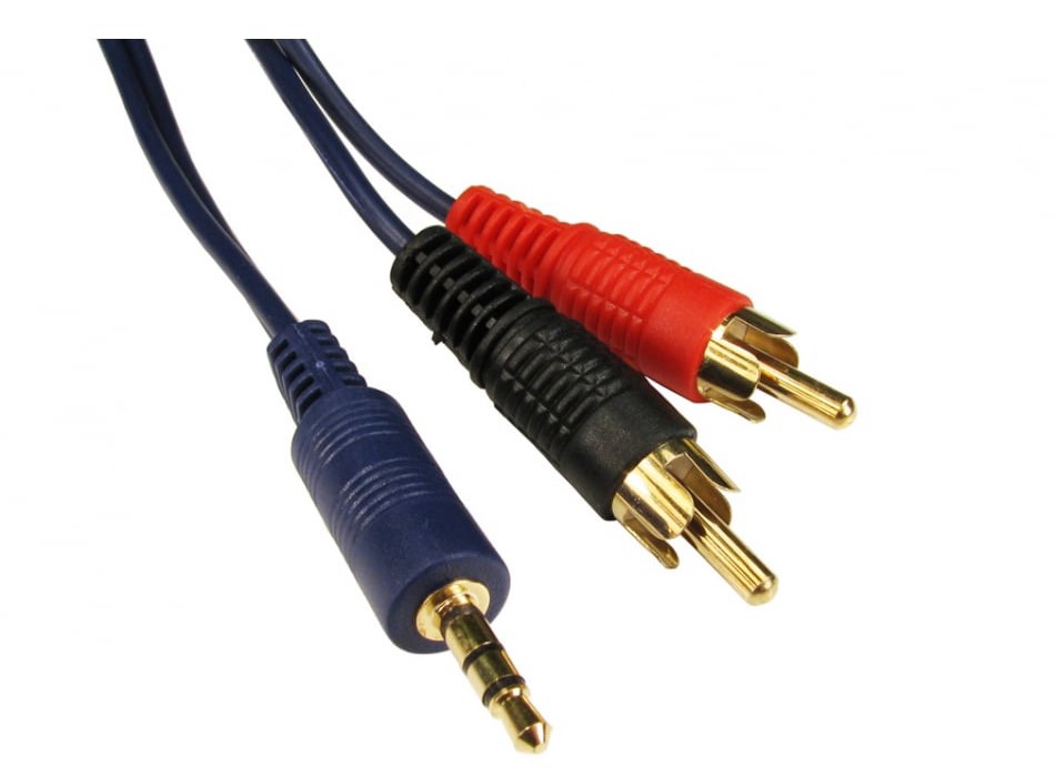 RS PRO Male 3.5mm Stereo Jack to Male RCA x 2 RCA Cable, Black, 15m