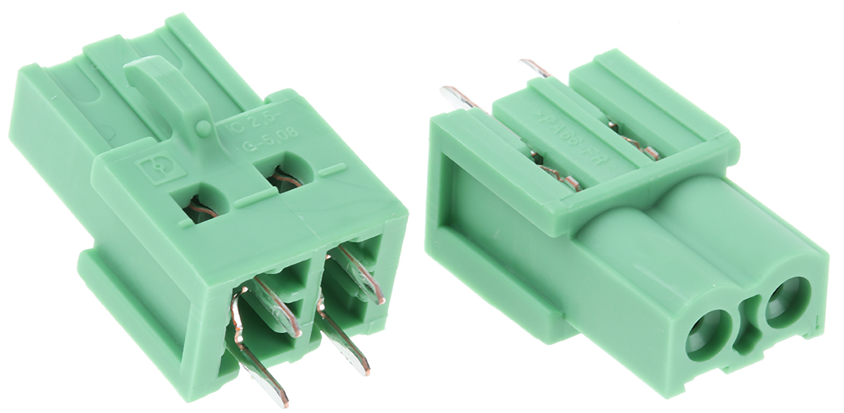 Phoenix Contact, 5.08mm Pitch, ICV 2.5/ 2-G-5.08, 2 Way, , Pluggable Terminal Block, Inverted Header, Wave Soldering,
