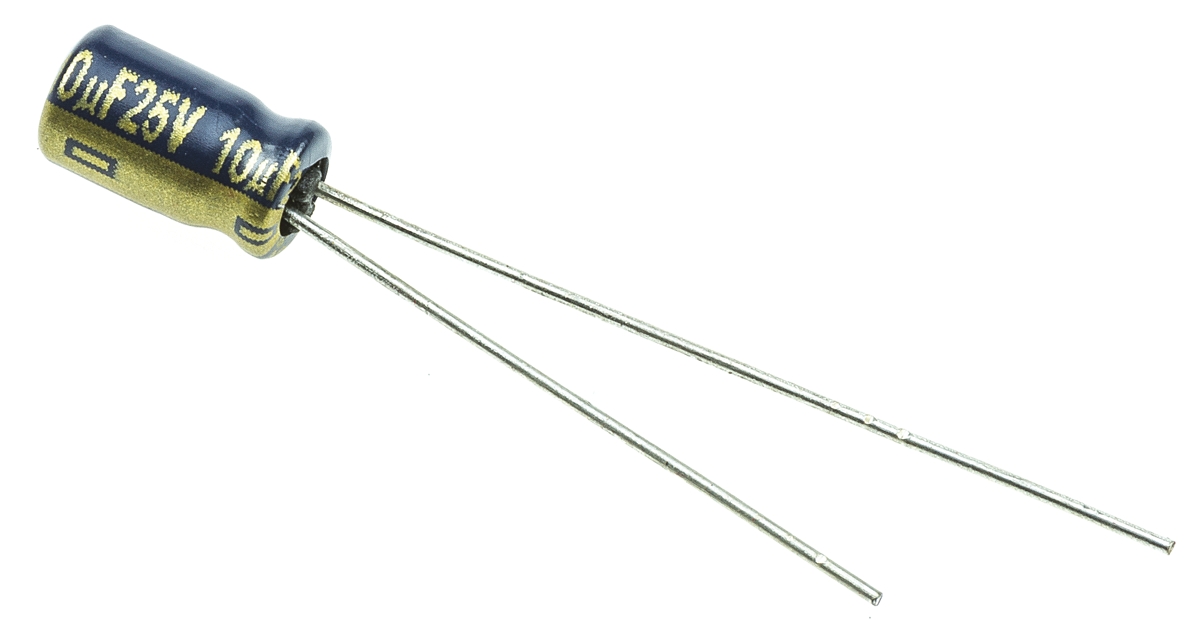 Panasonic 10μF Aluminium Electrolytic Capacitor 25V dc, Radial, Through Hole - EEAFC1E100