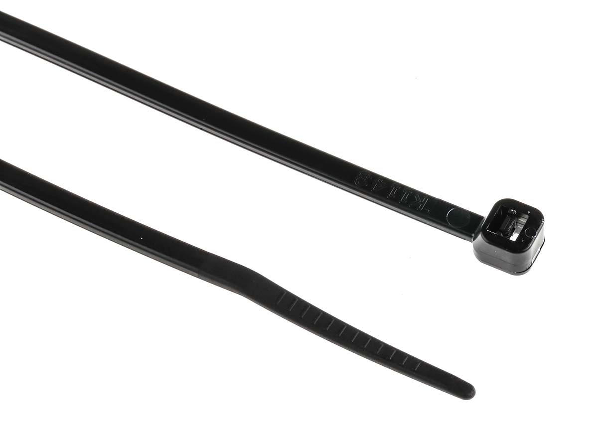 RS PRO Cable Tie, 142mm x 3.2 mm, Black Nylon, Pk-100