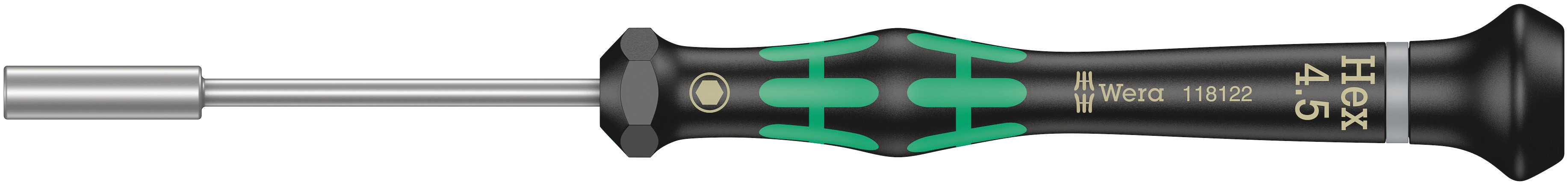 Wera Hexagon Nut Driver, 4.5 mm Tip, 60 mm Blade, 157 mm Overall