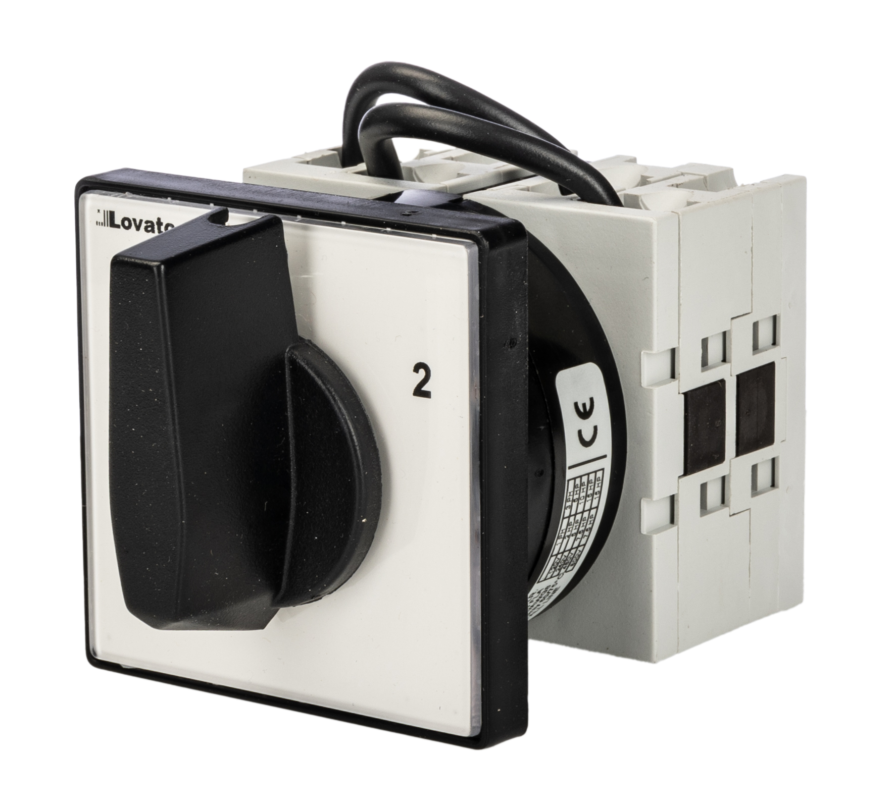 Lovato, 2P 3 Position 60° Changeover Cam Switch, 40A, Short Black Handle Actuator