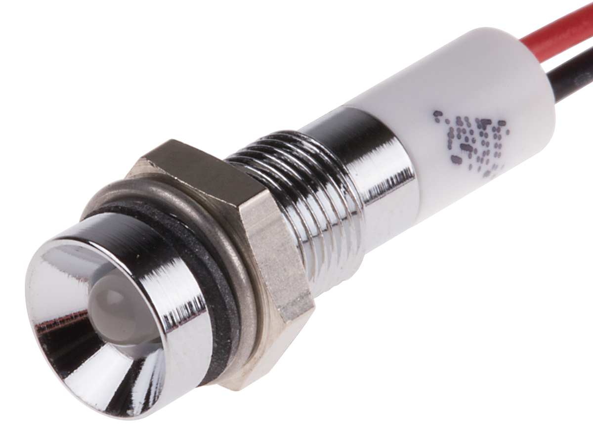 RS PRO Green, Red Panel Mount Indicator, 24V dc, 6mm Mounting Hole Size, Lead Wires Termination, IP67