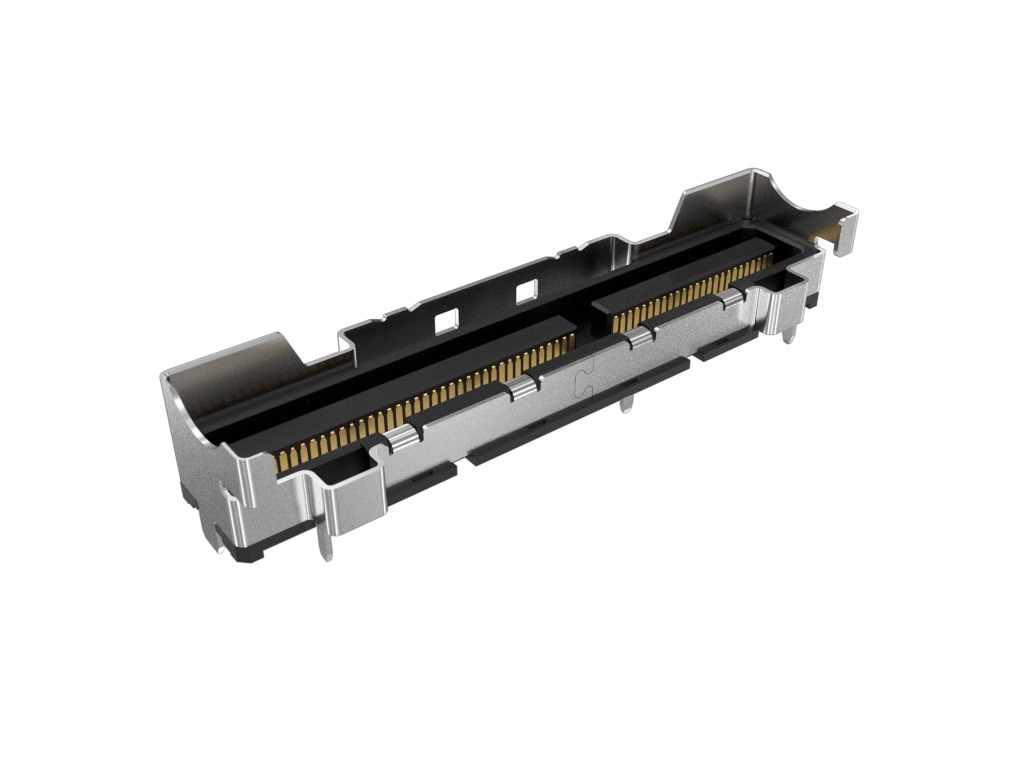 Amphenol Communications Solutions G9914312 Series Receptacle Edge Connector, PCB, 128-Contacts, 0.6mm Pitch, 1-Row