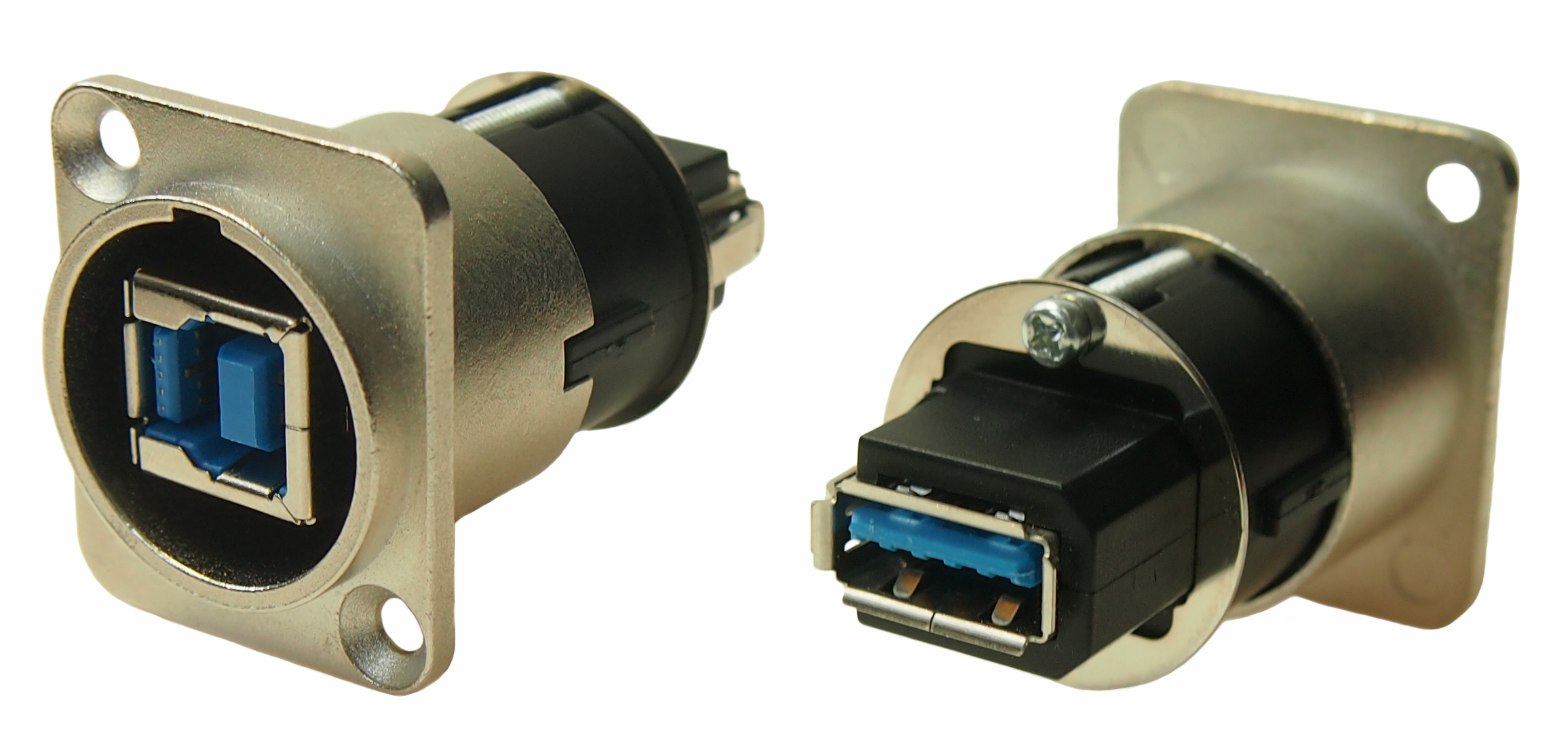 RS PRO Straight, Panel Mount, Socket- Dual Port Type B-A 3 Feedthrough USB Connector