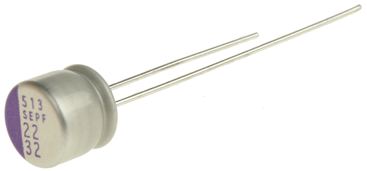 Panasonic 22μF Through Hole Polymer Capacitor, 32V dc