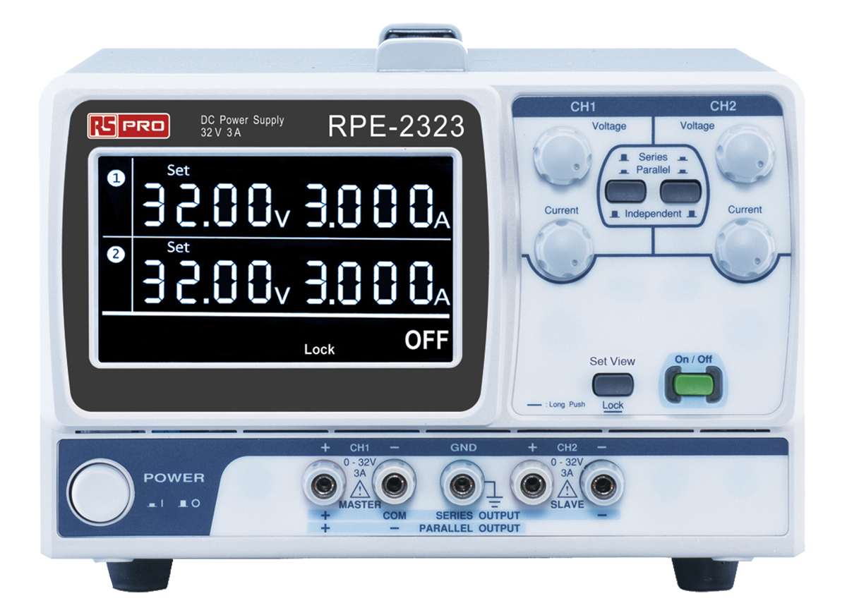 RS PRO Digital Bench Power Supply, 2 x 0 → 32V, 2 x 0 → 3A, 2-Output, 192W - UKAS Calibrated