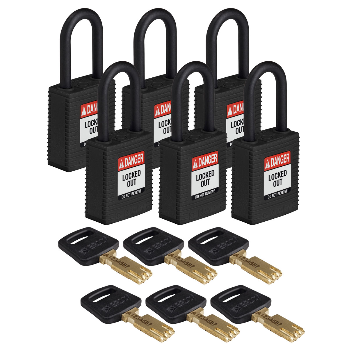 Brady LOTO-101 Key Weatherproof Nylon, Plastic Padlock, 6.35mm Shackle, 38.00mm Body