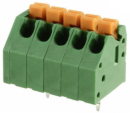 TE Connectivity PCB Terminal Block, 5-Contact, 3.5mm Pitch, Through Hole Mount, 1-Row, Solder Termination