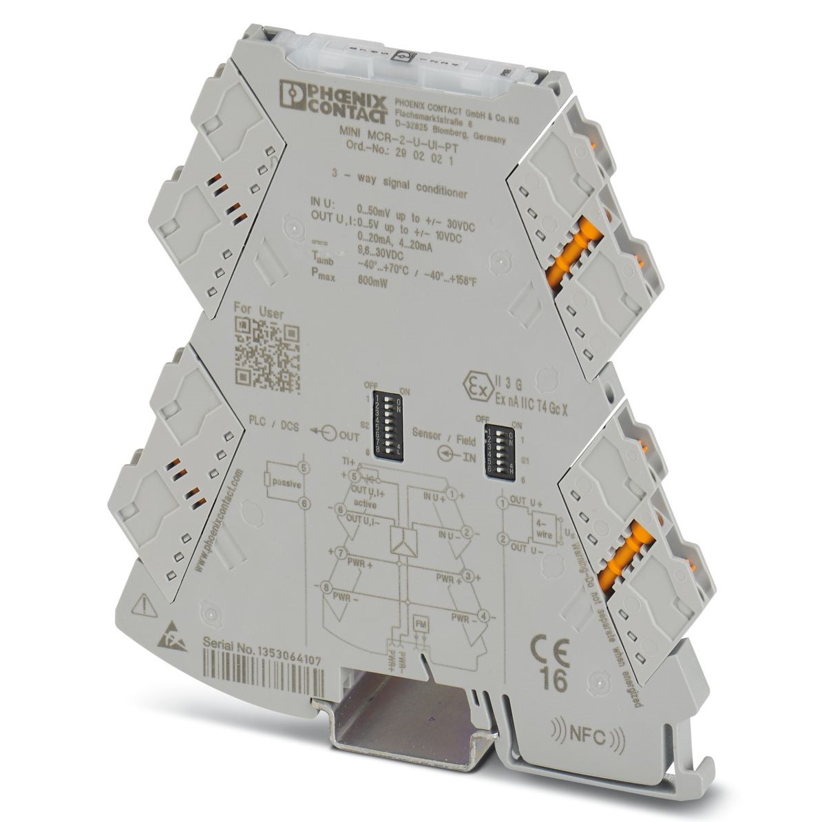 Phoenix Contact MACX MCR Series Signal Conditioner, Voltage Input, Current, Voltage Output, 24V dc Supply, ATEX