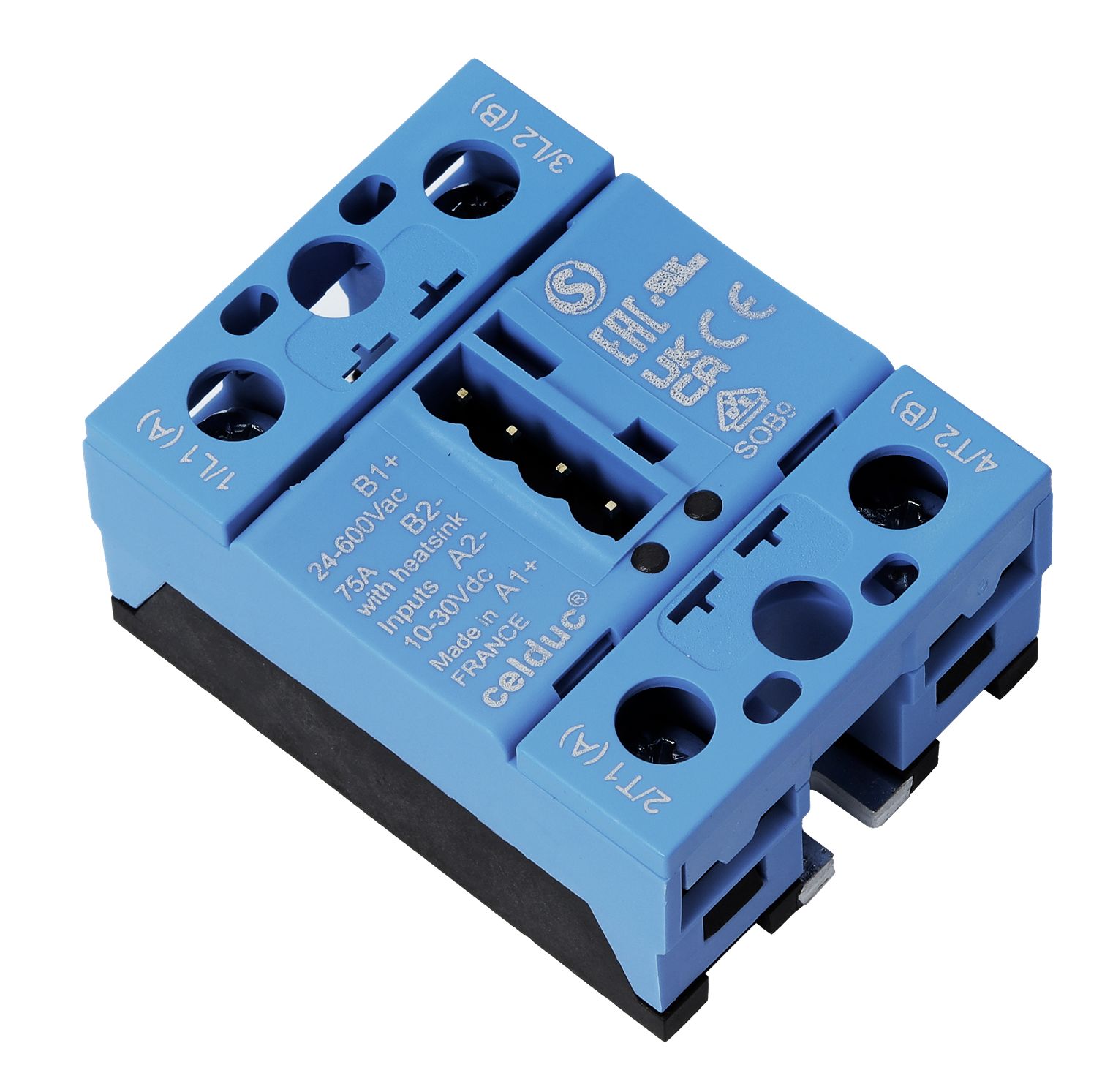 Celduc SOB Series Solid State Relay, 50 A Load, Chassis Mount, 510 V ac Load, 30 Vdc Control