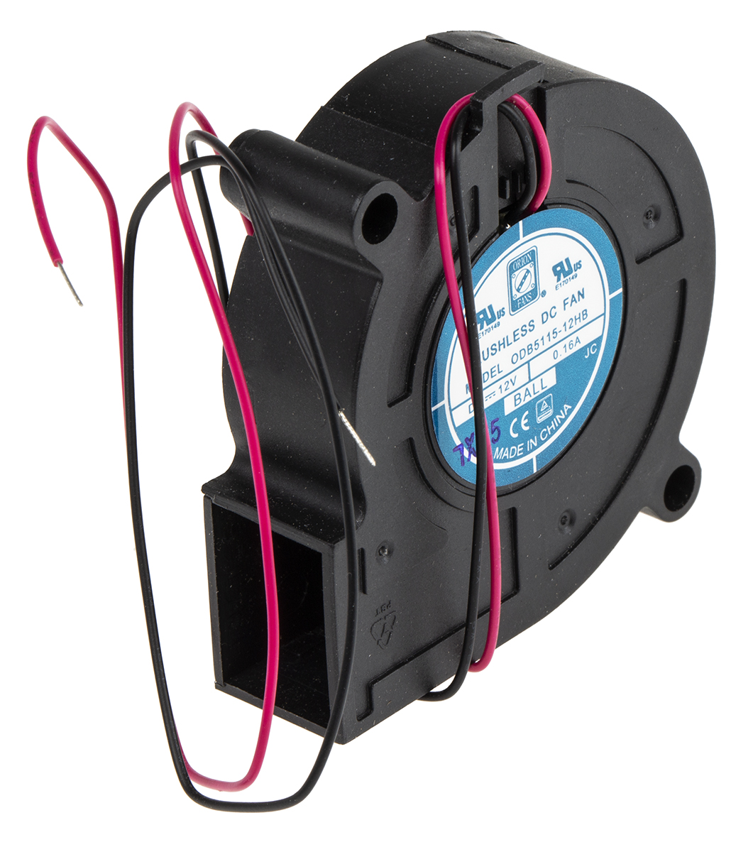 RS PRO Centrifugal Fan, 12 V dc, 4.2cfm, DC Operation, 51.11mm