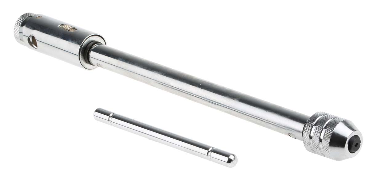 RS PRO Long Ratchet Tap Wrench Steel #6 → 1/4 in (ISO), 1/4 in (DIN) UNF, 1/8 → 1/4 in (DIN) BSW, 4BA