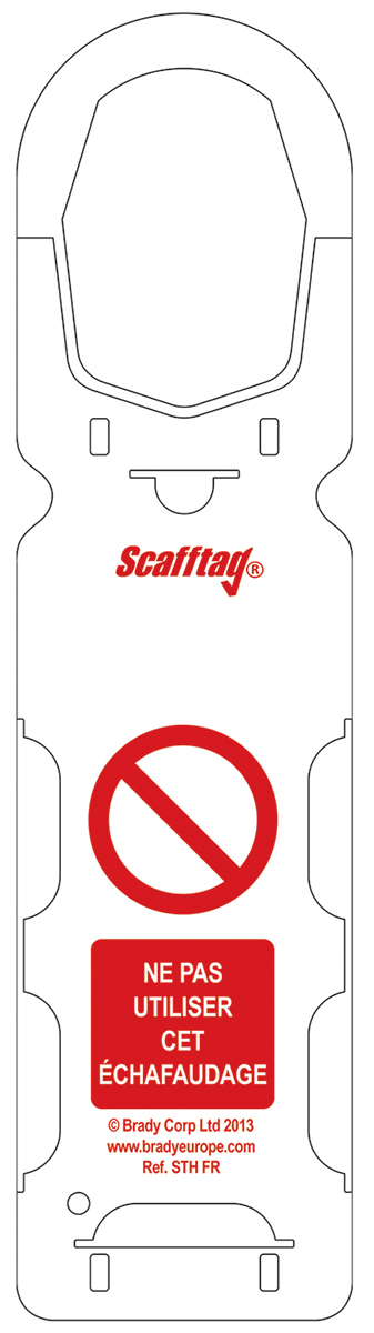Brady Red on White Safety Scaffolding Tag, French Language, 10 per Pack