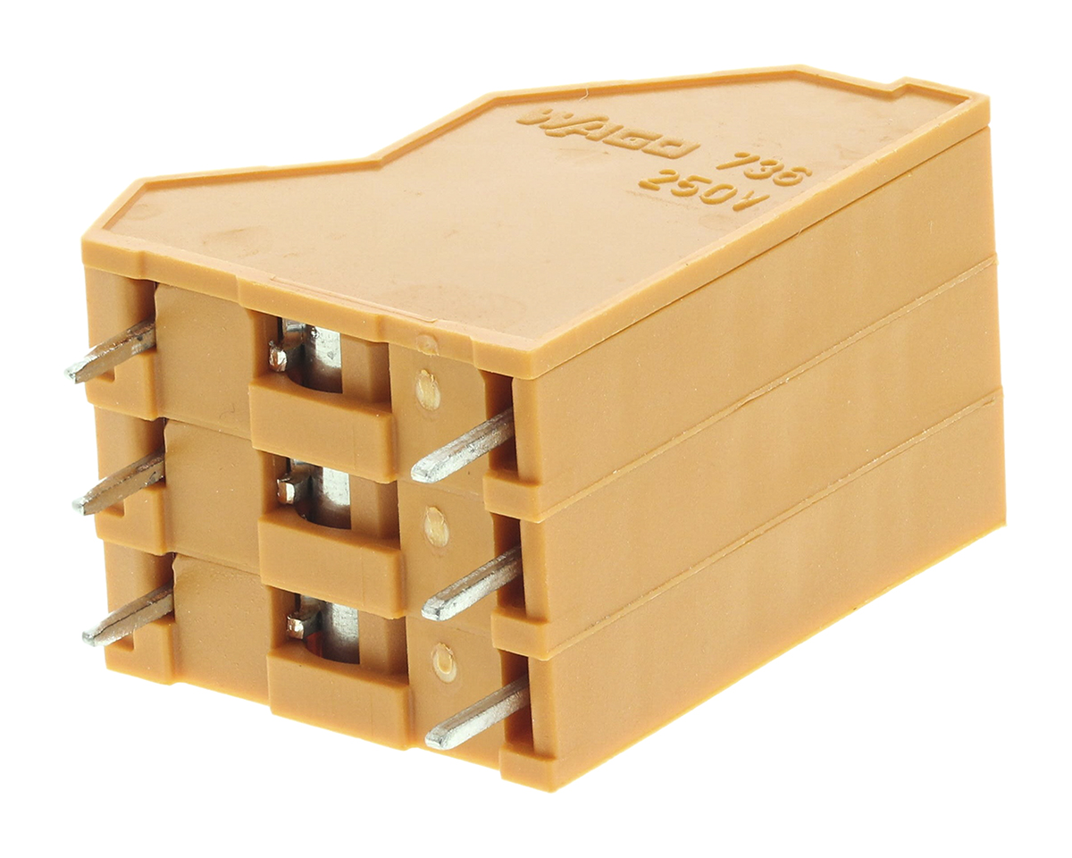 WAGO 736 Series PCB Terminal Block, 6-Contact, 5.08mm Pitch, Through Hole Mount, 2-Row, Spring Cage Termination