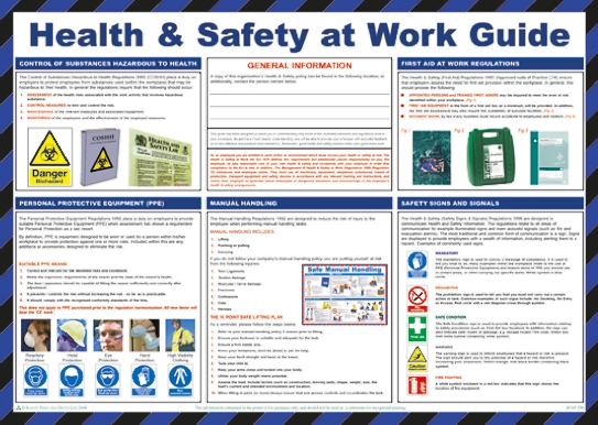 Health & Safety At Work Guidance Safety Poster, Semi Rigid Laminate, English, 420 mm, 590mm