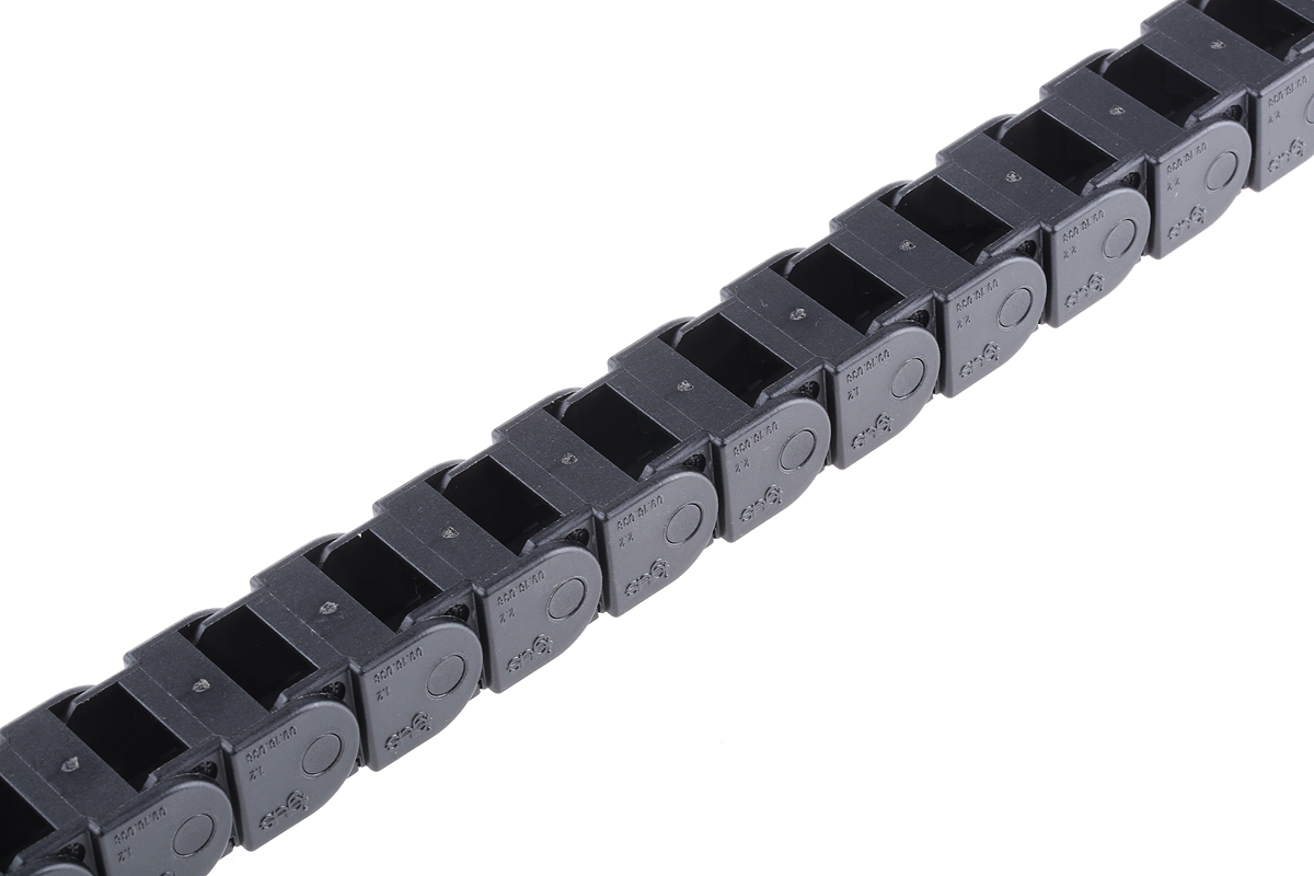 Igus 9, e-chain Black Cable Chain - Flexible Slot, W24.2 mm x D19.3mm, L1m, 38 mm Min. Bend Radius, Igumid G