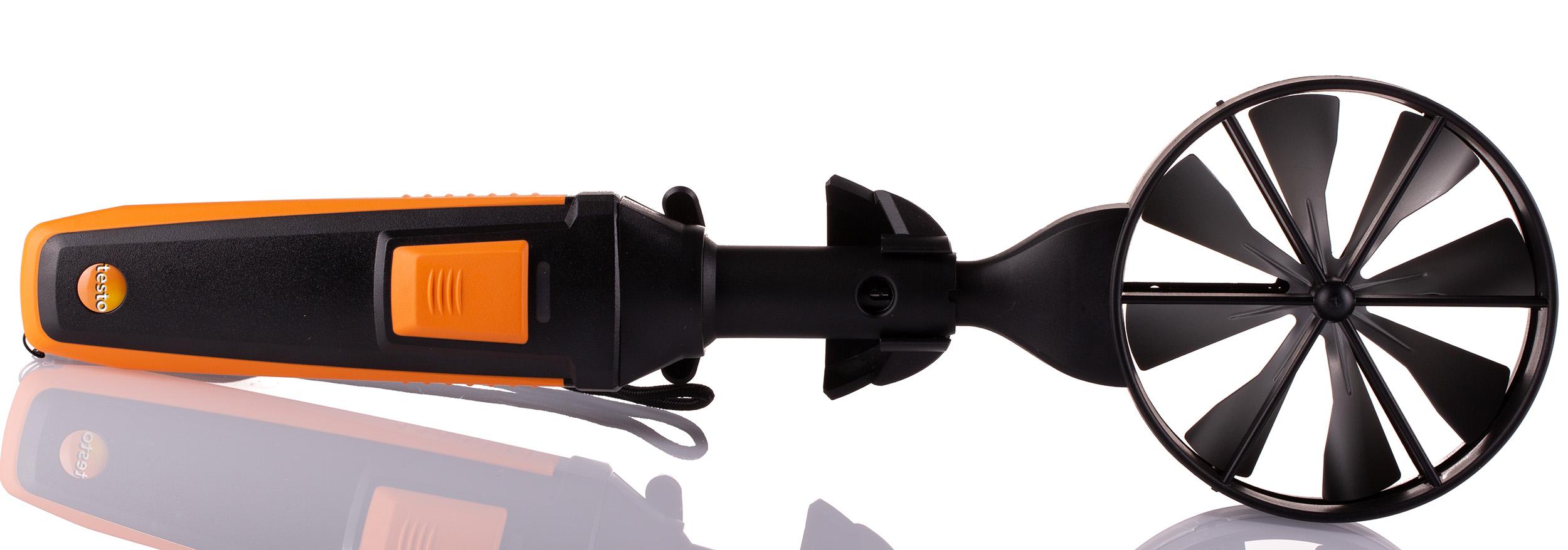 Testo Vane Probe for Air Velocity, Temperature, +70°C Max, Battery-Powered