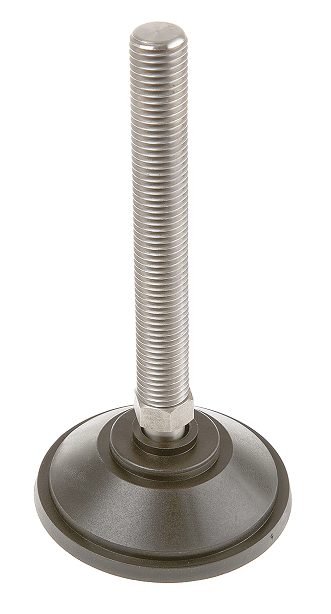 Nu-Tech Engineering M20 PA Reinforced Nylon Adjustable Foot, 2000kg Static Load Capacity 10° Tilt Angle