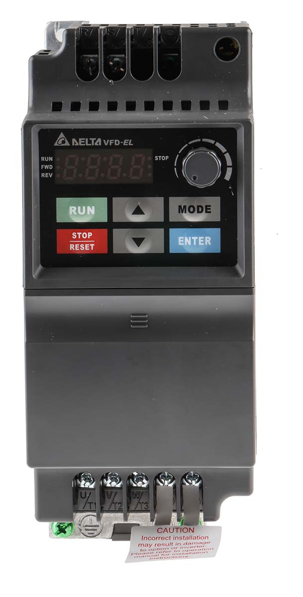 Delta Electronics Inverter Drive, 0.75 kW, 1 Phase, 230 V ac, 4.2 A, VFD-EL Series