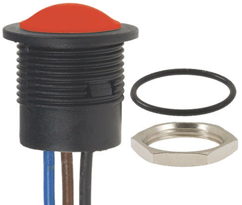 APEM Push Button Switch, Panel Mount, 16.2mm Cutout, SPDT, 24V dc, IP67
