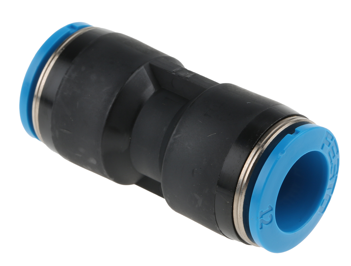 Festo QS Series Straight Tube-to-Tube Adaptor, Push In 12 mm to Push In 12 mm, Tube-to-Tube Connection Style, 153035