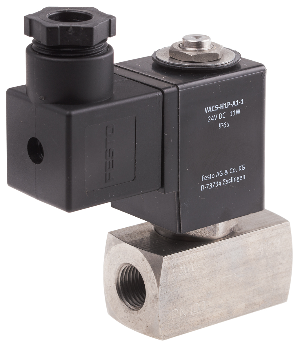 Festo 2/2 Pneumatic Solenoid Valve - Solenoid/Spring G 1/4 VZWD Series 24V dc, 1491860