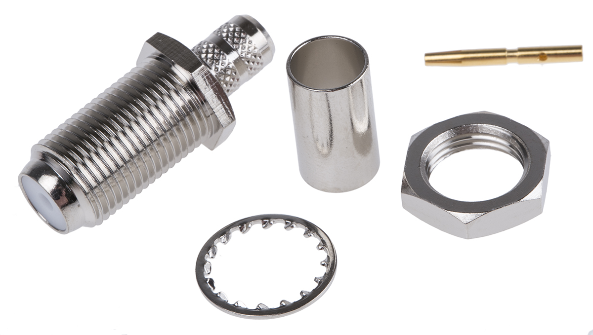 Amphenol RF, Jack Cable Mount F Connector, 75Ω, Crimp Termination, Straight Body