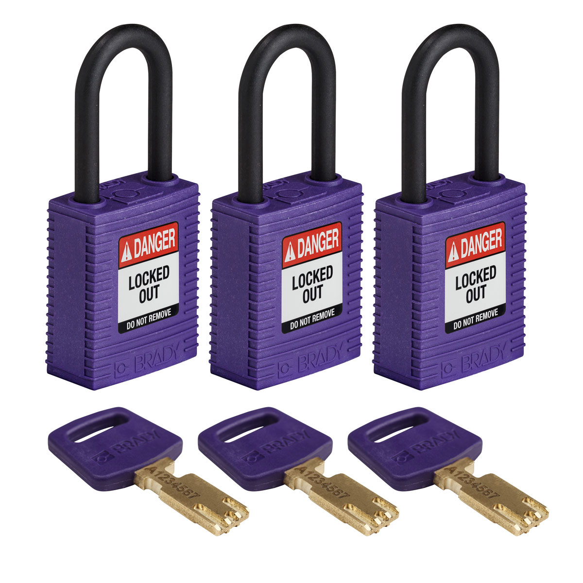 Brady LOTO-101 Key Weatherproof Nylon Padlock, Keyed Alike, 6.35mm Shackle, 38.00mm Body
