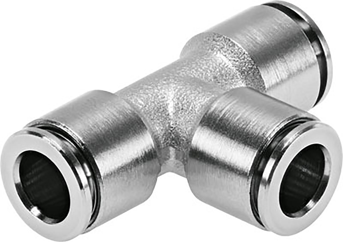 Festo Tee Tube-to-Tube Adaptor Push In 8 mm, Push In 10 mm to Push In 10 mm, Tube-to-Tube Connection Style, 578388