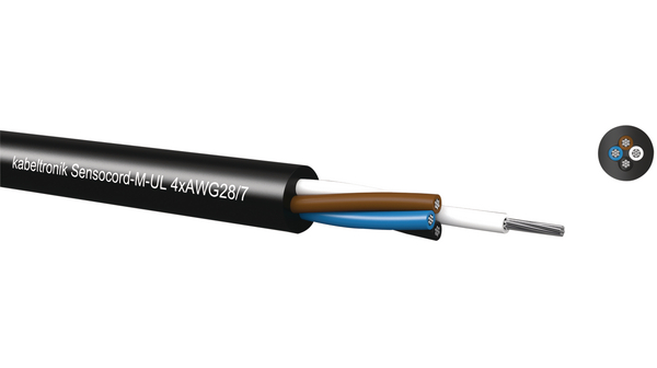 Kabeltronik SENSOCORD Series Multicore Industrial Cable, 4 Cores, 0.09 mm², 28 AWG, 100m, Unshielded Shield, Multicore