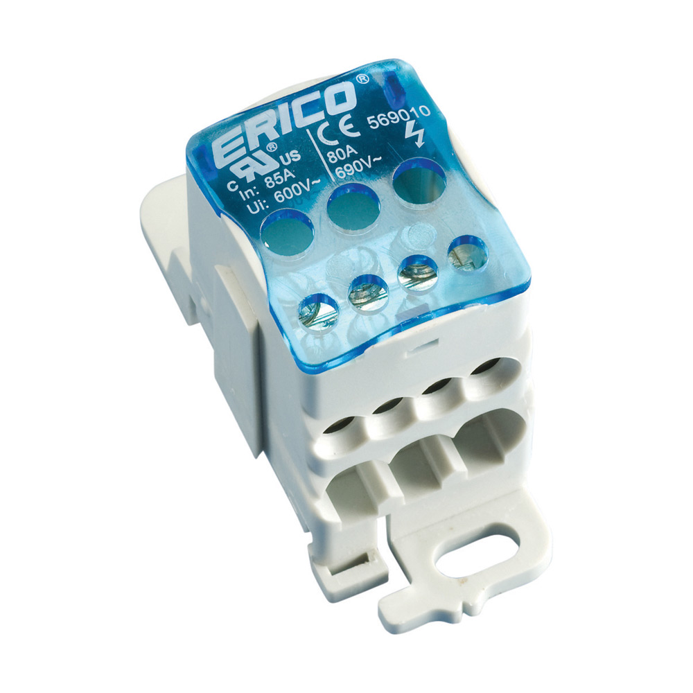 nVent ERIFLEX Distribution Block, 1 Way, 16mm², 80A, 1 kV, Blue