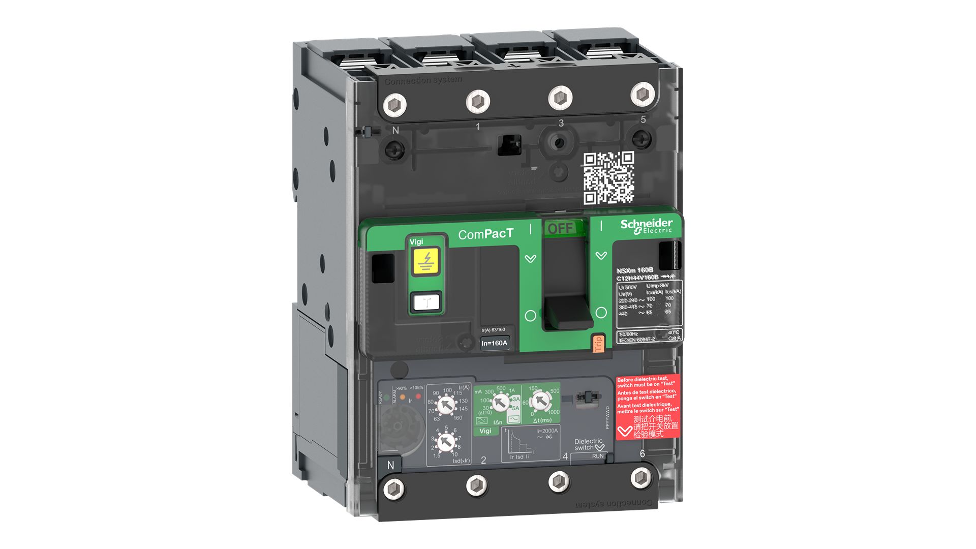 Schneider Electric, ComPacT new generation Circuit breaker 4P 100A, Breaking Capacity 25 kA, Fixed Mount