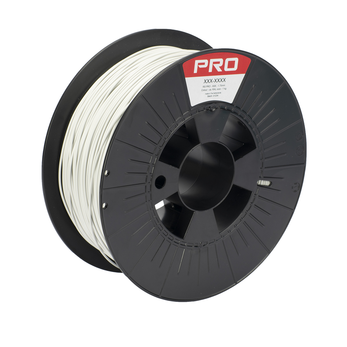 RS PRO 1.75mm Light Grey PLA 3D Printer Filament, 1kg