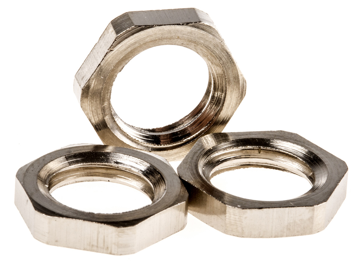 SES Sterling Nickel Plated Brass Cable Gland Locknut, M10 Thread