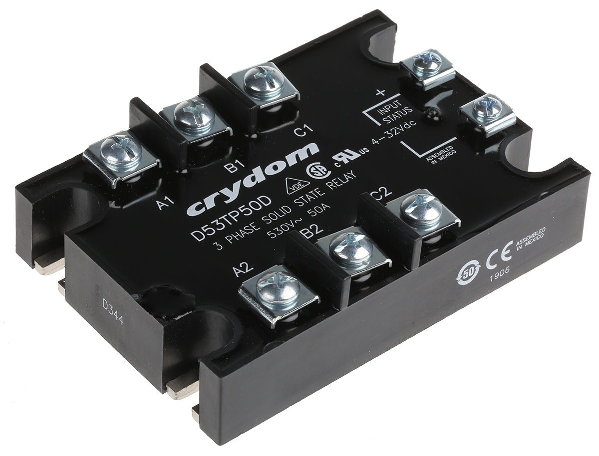 Sensata Crydom Solid State Relay, 50 A rms Load, Panel Mount, 530 V rms Load, 32 V Control