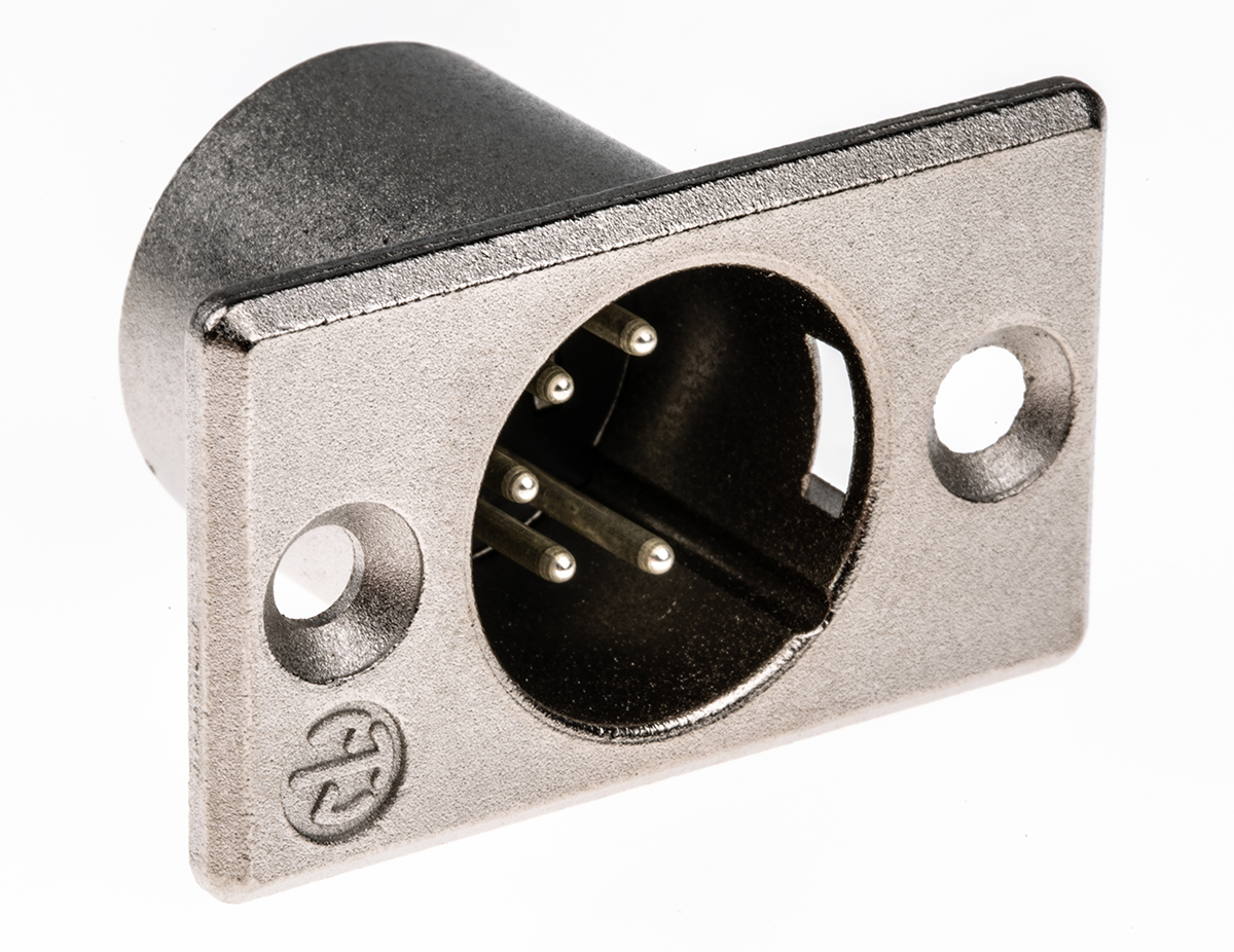 Neutrik Panel Mount XLR Connector, Male, 50 V, 5 Way, Silver over Nickel Plating