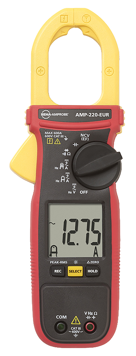 Beha-Amprobe AMP 220 Clamp Meter, 600A dc, Max Current 600A ac CAT III 600V With RS Calibration
