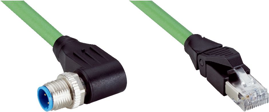 SICK Male 4 way Threaded to Male 4 way RJ45 Connector Cable, 2 m