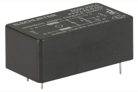 Schurter, FPP2 1A 250 V ac 60Hz, Through Hole RFI Filter, Pin, Single Phase