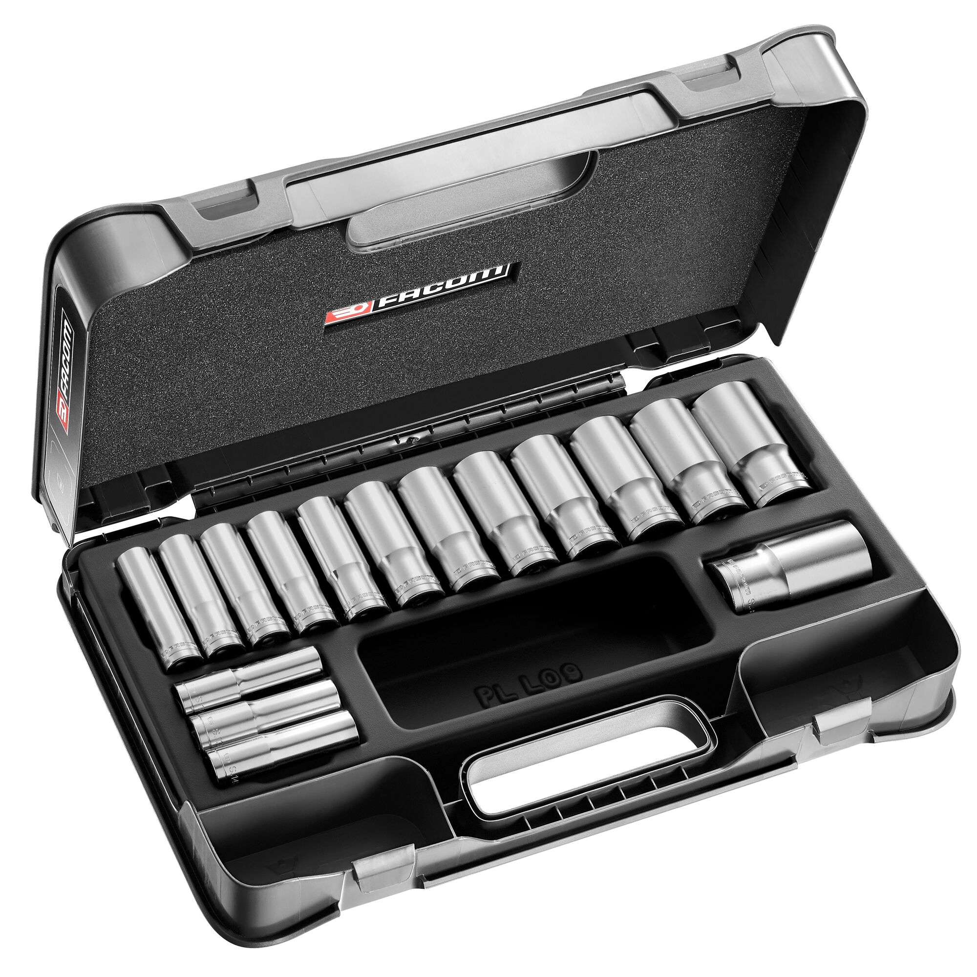 Facom 16-Piece Metric 1/2 in Deep Socket Set, 12 point