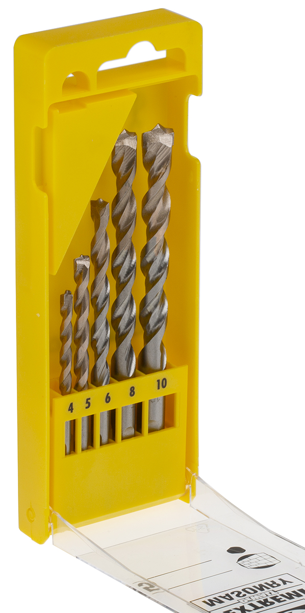 DeWALT 5-Piece Twist Drill Bit Set for Masonry, 10mm Max, 4mm Min, Tungsten Carbide Tipped Bits