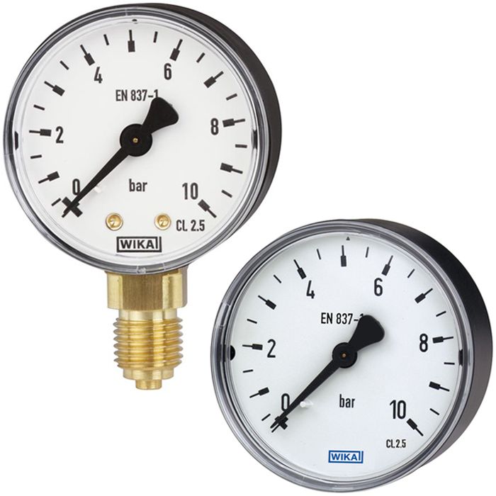 WIKA G 1/4 Analogue Pressure Gauge 10bar Bottom Entry 50mm Outside Diameter